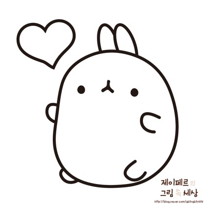 귀여운 토끼 캐릭터 몰랑이 그리기 손그림 강좌 네이버 블로그