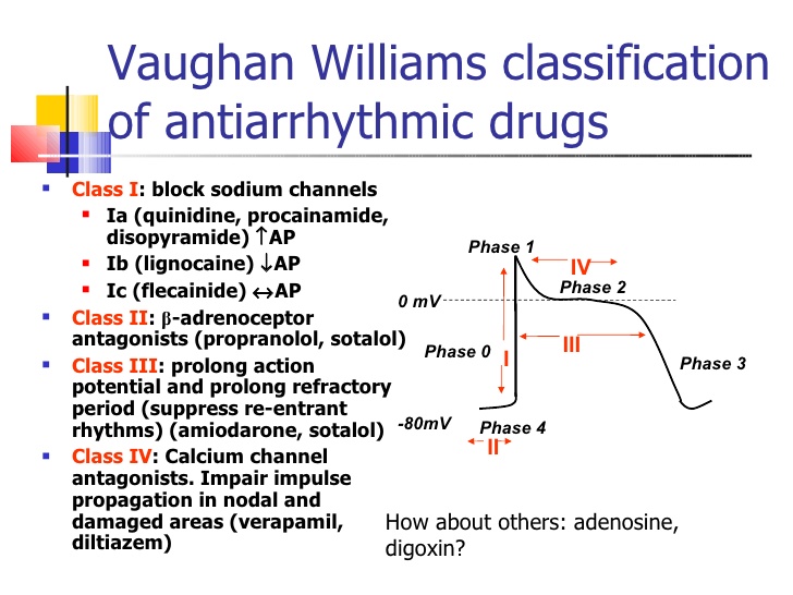  antiarrhythmic agents vaughan williams class ia b c ii bb
